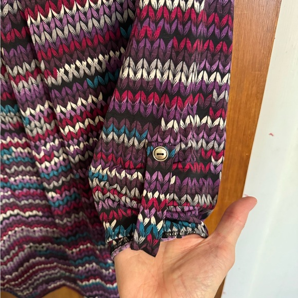 Dear Scarlett Zig Zag Stripe 3/4 Sleeve V Neck Tunic Top size XL - Picture 8 of 14